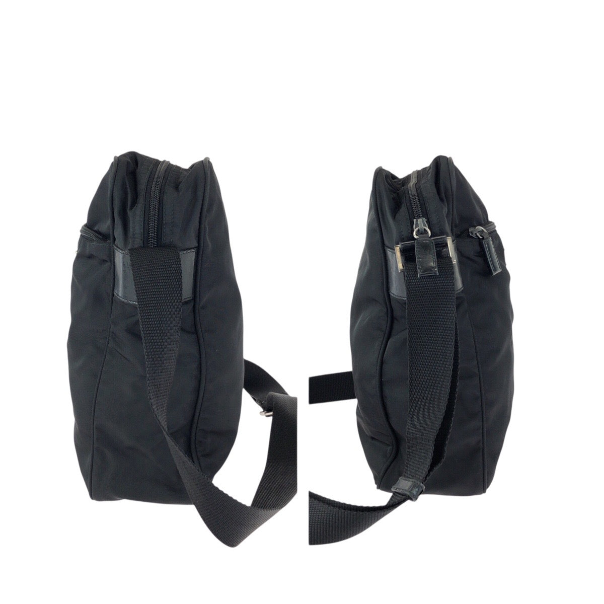 24397
PRADA プラダ テスート 三角ロゴプレート ブラック 黒 シルバー金具 ナイロン / レザー ショルダーバッグ レディース AB22