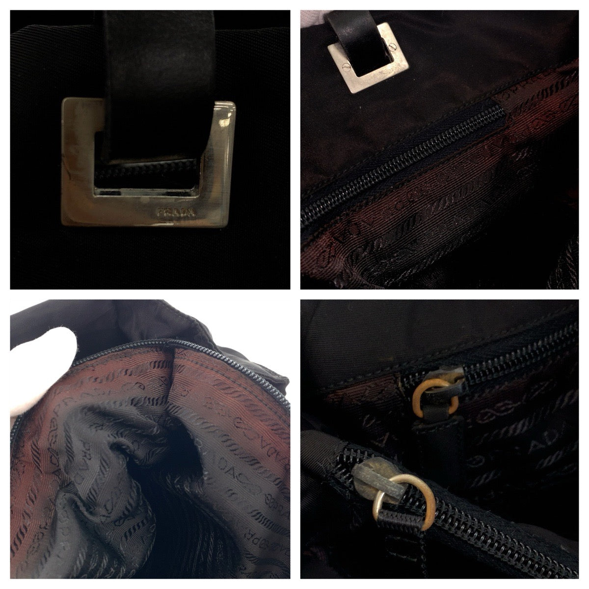 24398
PRADA プラダ テスート 三角ロゴプレート ブラック 黒 シルバー金具 ナイロン / レザー トートバッグ ショルダーバッグ レディース ABP30