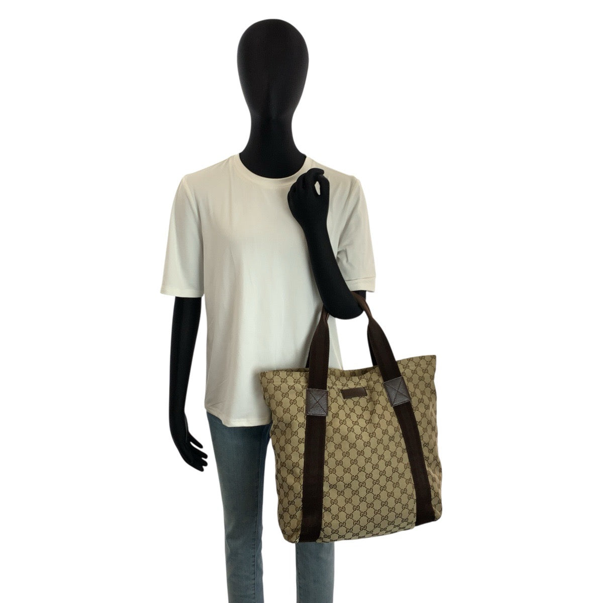 24400
GUCCI グッチ ベージュ ブラウン GGキャンバス 189669 トートバッグ ハンドバッグ レディース AB22