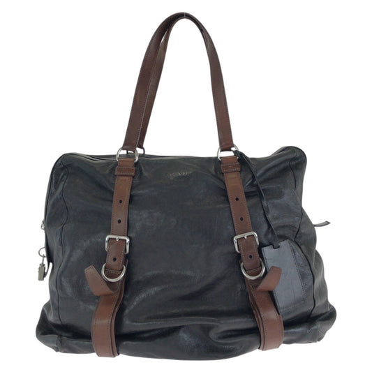 24401
PRADA プラダ ブラック 黒 シルバー金具 レザー トートバッグ ショルダーバッグ トラベルバッグ メンズ ABP44