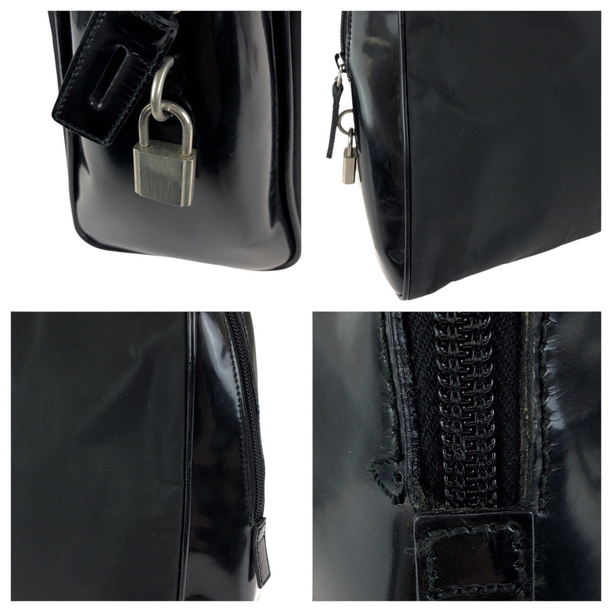 24402
PRADA プラダ テスート 三角ロゴプレート ブラック 黒 シルバー金具 ナイロン / レザー ビジネスバッグ ブリーフケース メンズ ABP36