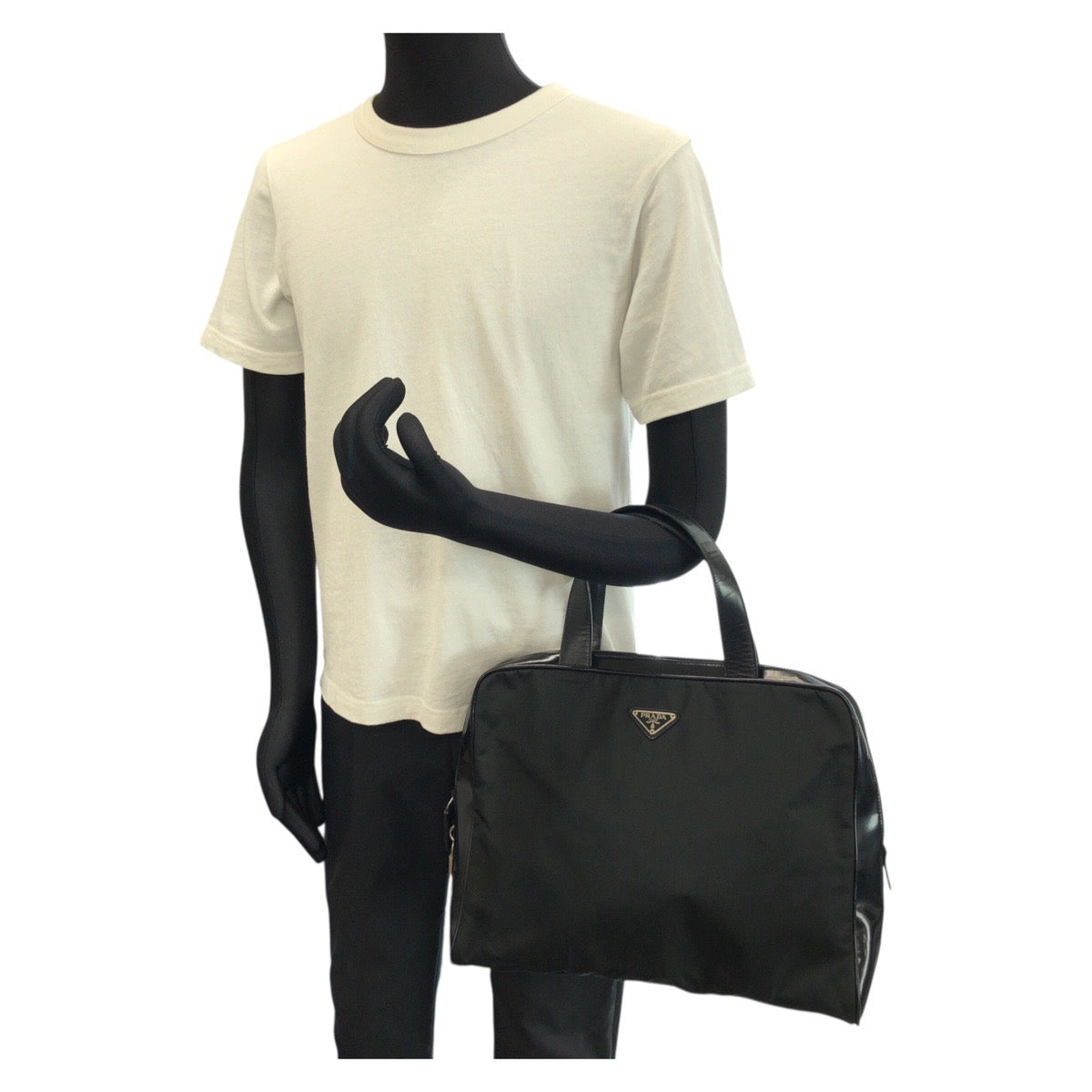24402
PRADA プラダ テスート 三角ロゴプレート ブラック 黒 シルバー金具 ナイロン / レザー ビジネスバッグ ブリーフケース メンズ ABP36