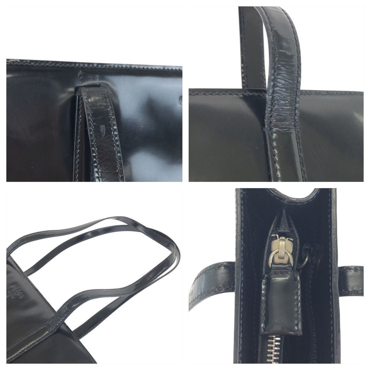 24403
PRADA プラダ ブラック 黒 シルバー金具 パテントレザー トートバッグ ショルダーバッグ レディース ABP36