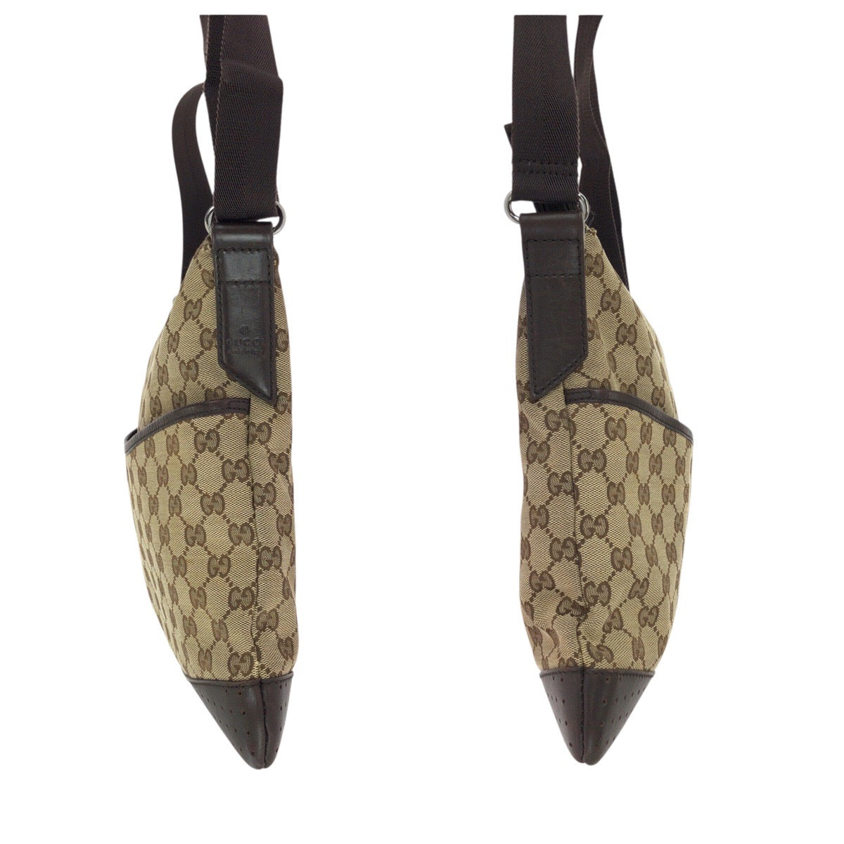 24404
GUCCI グッチ パンチング ベージュ ブラウン シルバー金具 GGキャンバス / レザー 145857 ショルダーバッグ メッセンジャーバッグ レディース AB28