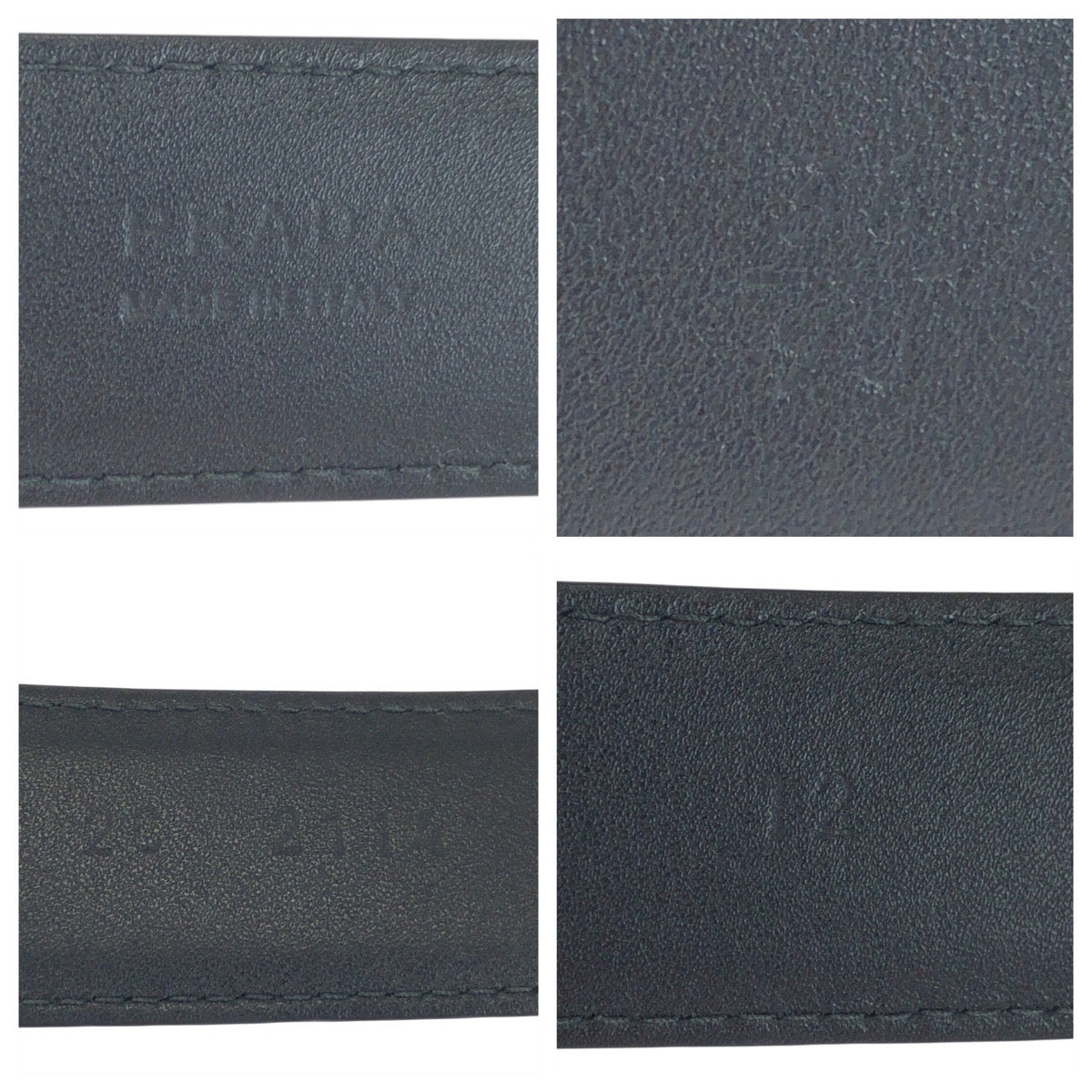 24408
PRADA プラダ 90cm/36インチ ブラック 黒 シルバー金具 レザー ベルト メンズ AB10