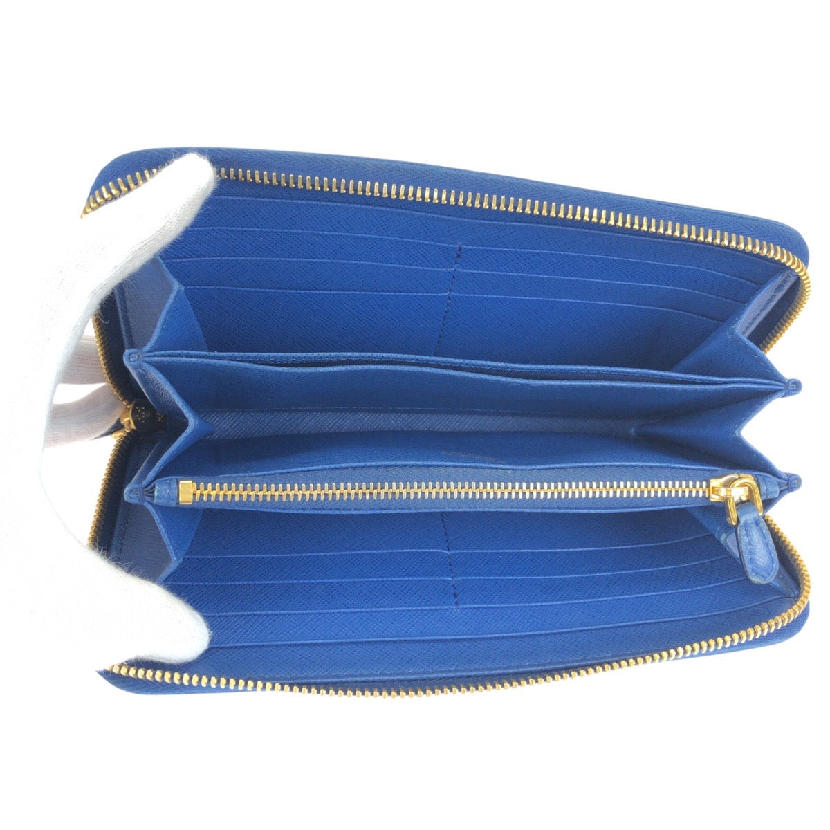 24411
PRADA プラダ サフィアーノ ラウンドファスナー ブルー ゴールド金具 レザー 長財布 ロングウォレット レディース ABP21