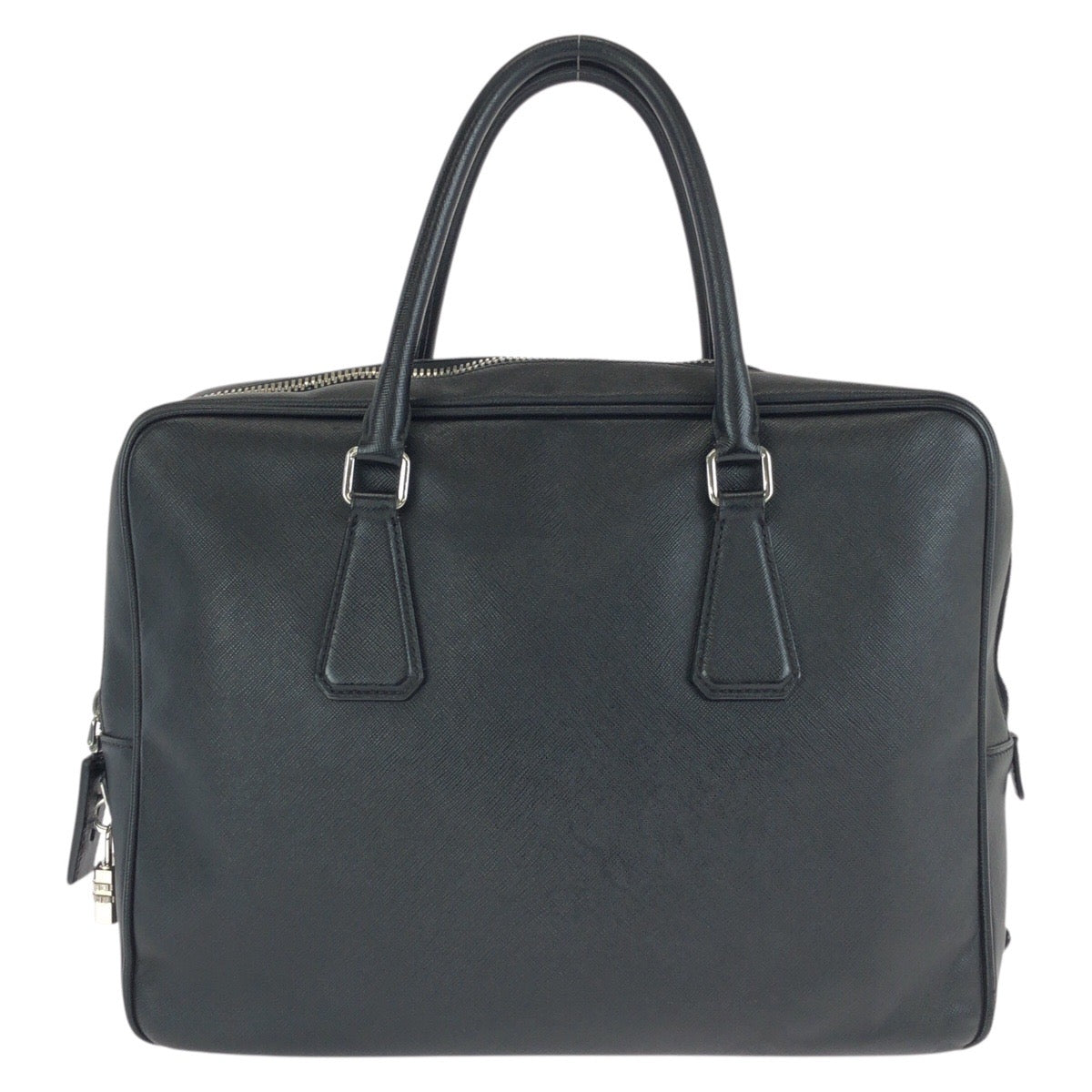 24416
PRADA プラダ サフィアーノ 三角ロゴプレート ブラック 黒 シルバー金具 レザー ビジネスバッグ ブリーフケース メンズ ABP43
