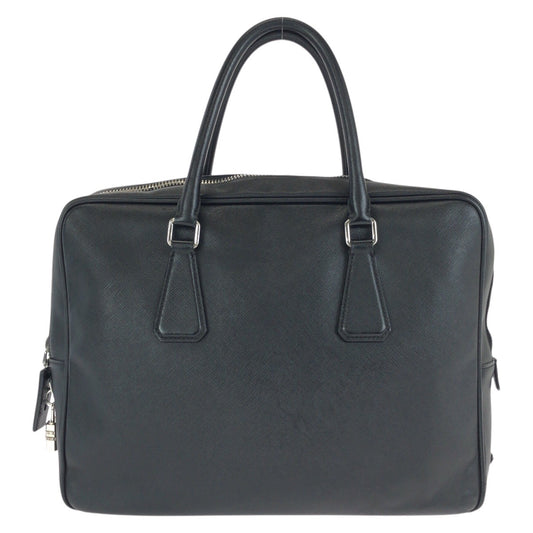 24416
PRADA プラダ サフィアーノ 三角ロゴプレート ブラック 黒 シルバー金具 レザー ビジネスバッグ ブリーフケース メンズ ABP43