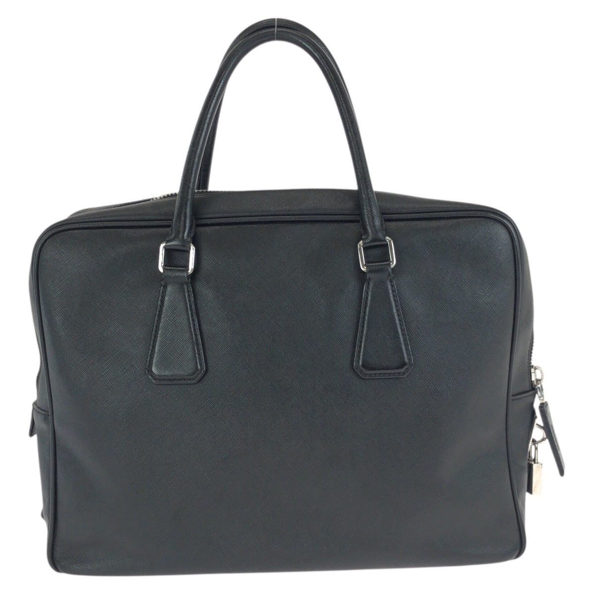 24416
PRADA プラダ サフィアーノ 三角ロゴプレート ブラック 黒 シルバー金具 レザー ビジネスバッグ ブリーフケース メンズ ABP43