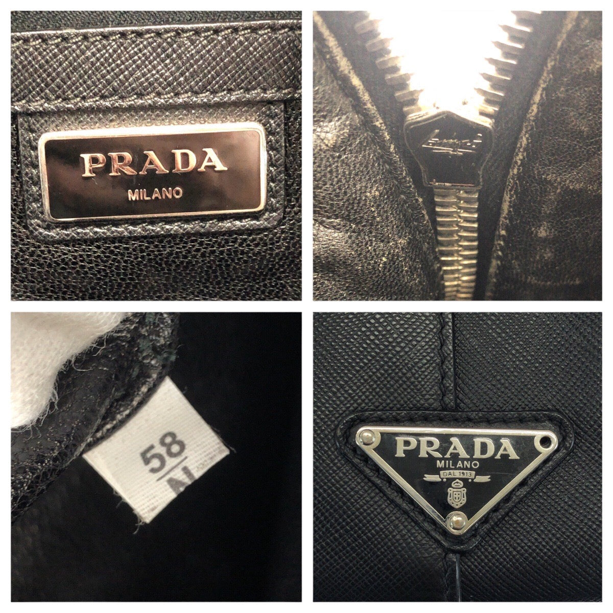 24416
PRADA プラダ サフィアーノ 三角ロゴプレート ブラック 黒 シルバー金具 レザー ビジネスバッグ ブリーフケース メンズ ABP43
