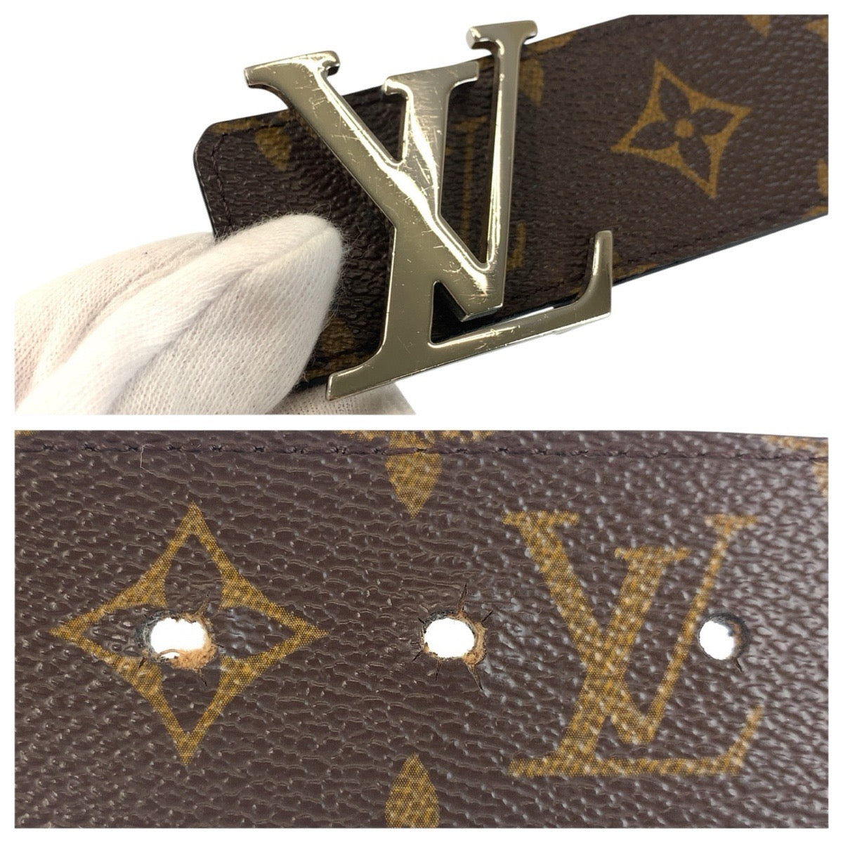 24417
LOUIS VUITTON ルイヴィトン モノグラム サンチュール LVイニシャル 85cm/34インチ ブラウン ブラック シルバー金具 PVC / レザー M9821 ベルト リバーシブルベルト メンズ ABP30