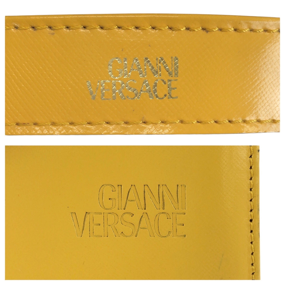 24418
VERSACE ヴェルサーチ ヴィンテージ サンバースト 2way イエロー ゴールド金具 レザー ハンドバッグ ショルダーバッグ レディース ABP42