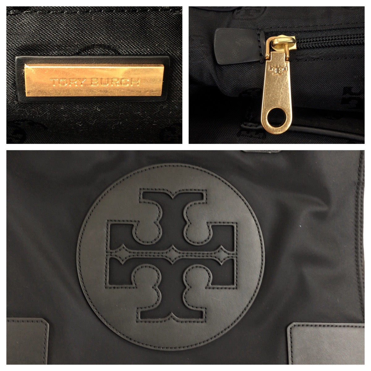 24420
Tory Burch トリーバーチ ブラック 黒 ゴールド金具 ナイロン / レザー トートバッグ ショルダーバッグ レディース ABP14