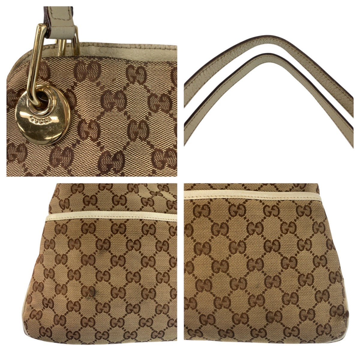 24423
GUCCI グッチ エクリプス ベージュ アイボリー ゴールド金具 GGキャンバス / レザー 121023 トートバッグ ショルダーバッグ レディース AB28