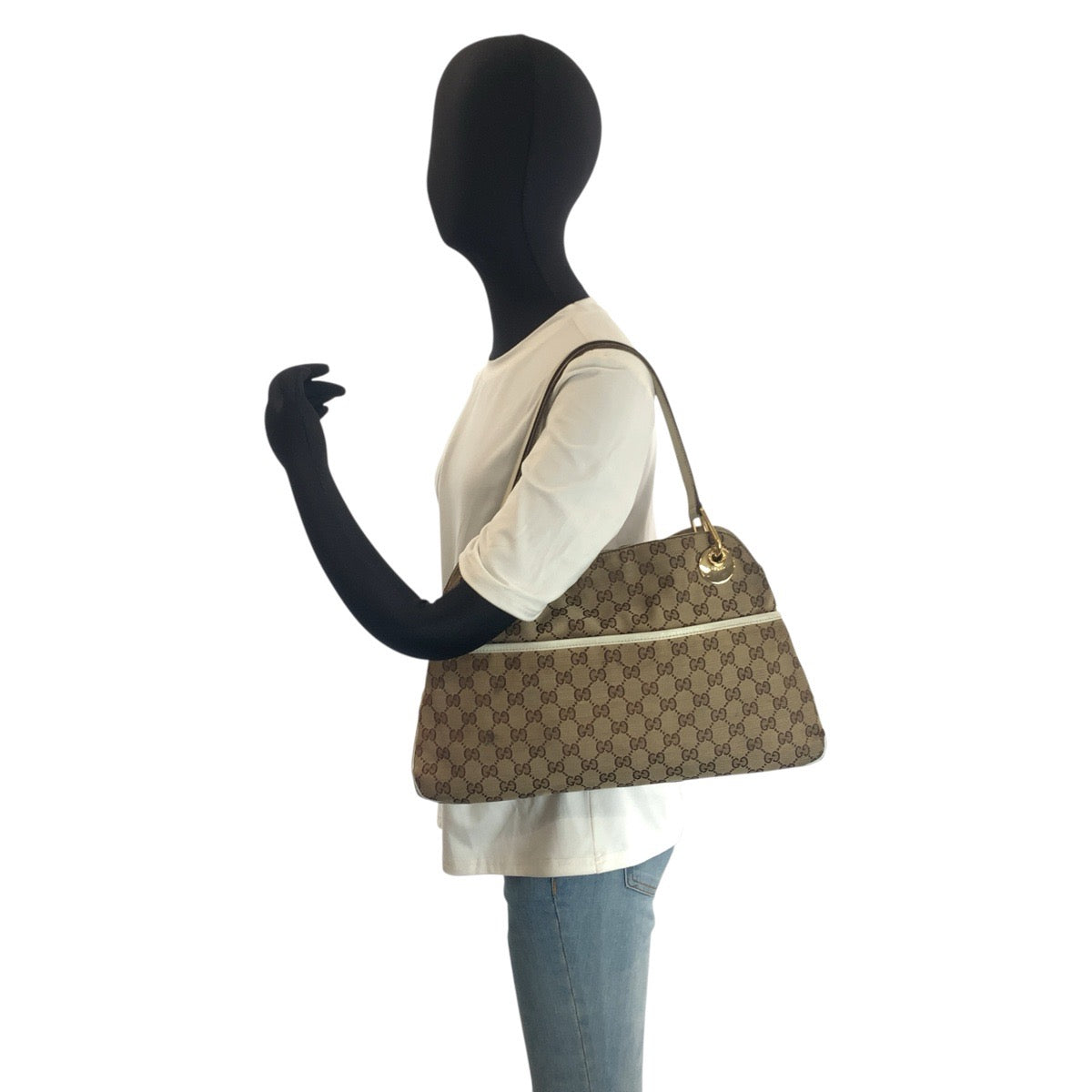 24423
GUCCI グッチ エクリプス ベージュ アイボリー ゴールド金具 GGキャンバス / レザー 121023 トートバッグ ショルダーバッグ レディース AB28