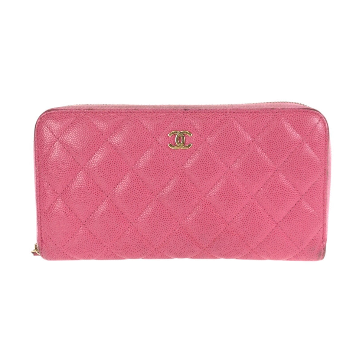24424
CHANEL シャネル マトラッセ ココマーク ピンク ゴールド金具 キャビアスキン 長財布 ラウンドファスナー レディース ABP42