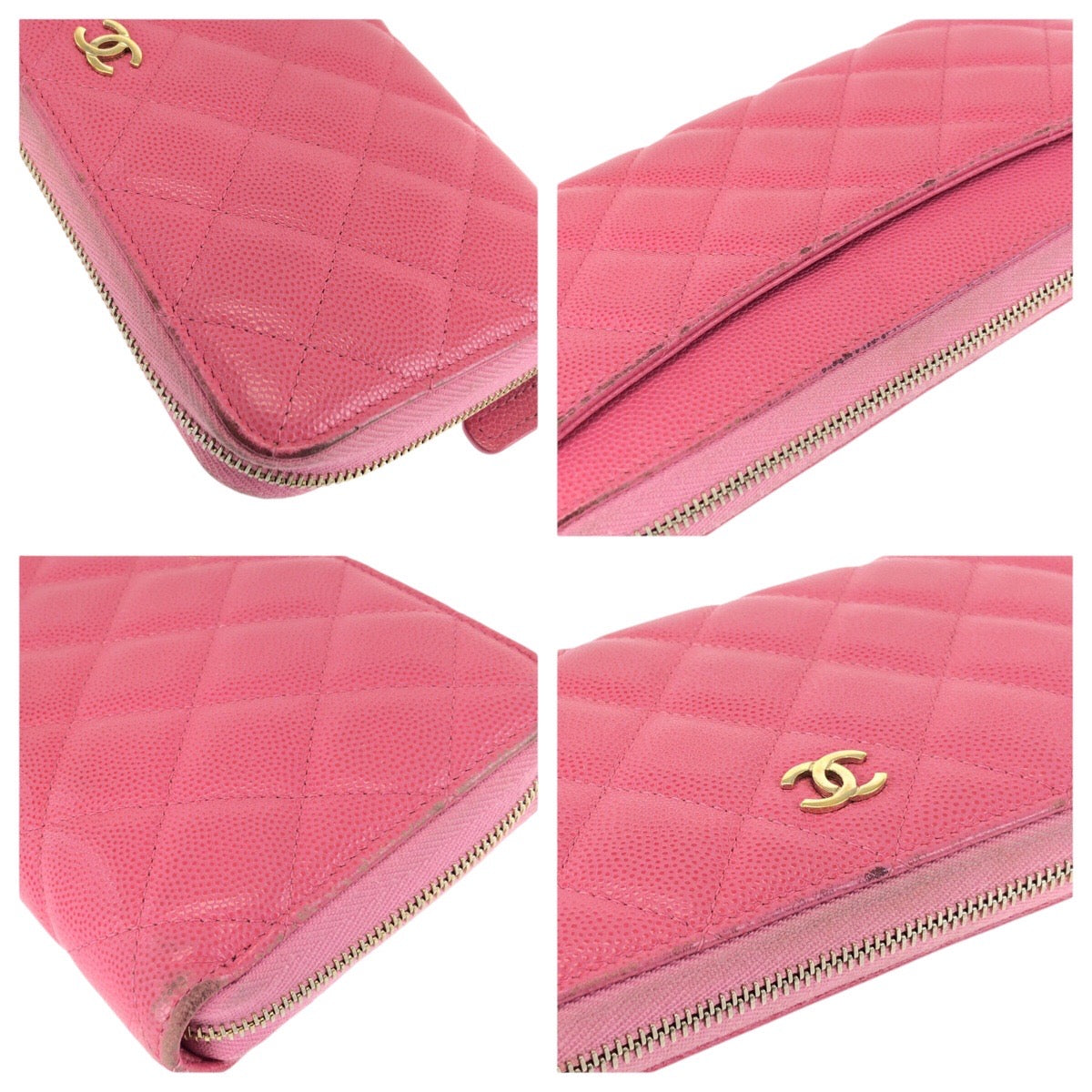 24424
CHANEL シャネル マトラッセ ココマーク ピンク ゴールド金具 キャビアスキン 長財布 ラウンドファスナー レディース ABP42