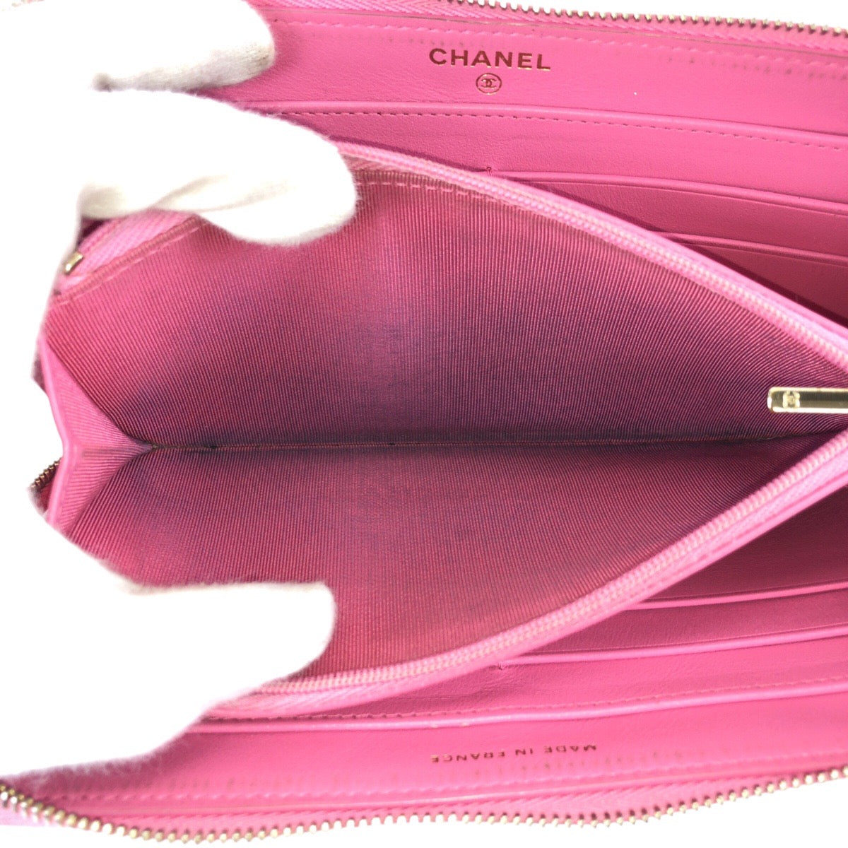 24424
CHANEL シャネル マトラッセ ココマーク ピンク ゴールド金具 キャビアスキン 長財布 ラウンドファスナー レディース ABP42