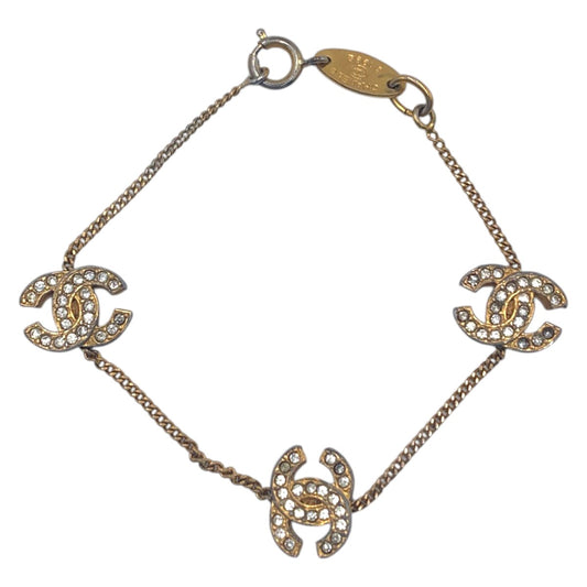 24425
CHANEL シャネル ラインストーン ゴールド メタル ブレスレット レディース AB30