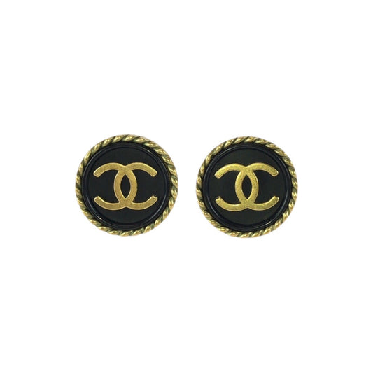 24426
CHANEL シャネル ヴィンテージ ココマーク ブラック 黒 ゴールド金具 メッキ イヤリング 94 A刻印 レディース ABP30