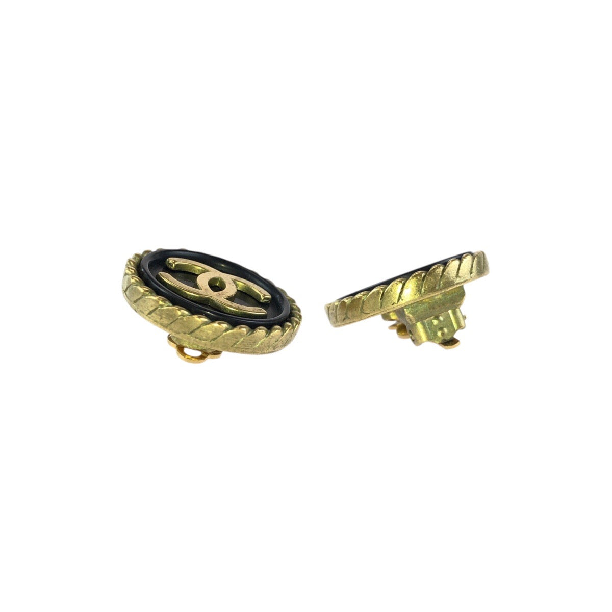 24426
CHANEL シャネル ヴィンテージ ココマーク ブラック 黒 ゴールド金具 メッキ イヤリング 94 A刻印 レディース ABP30