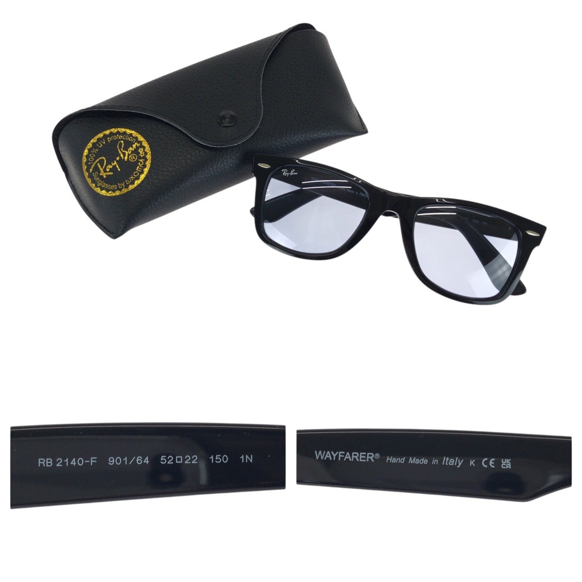 24433
Ray-Ban レイバン ORIGINAL WAYFARER CLASSIC ブラック ブルー シルバー金具 プラスチック RB2140-F 901/64 52□22 150 1N サングラス メガネ 男女兼用 スクエア レディース ABP15