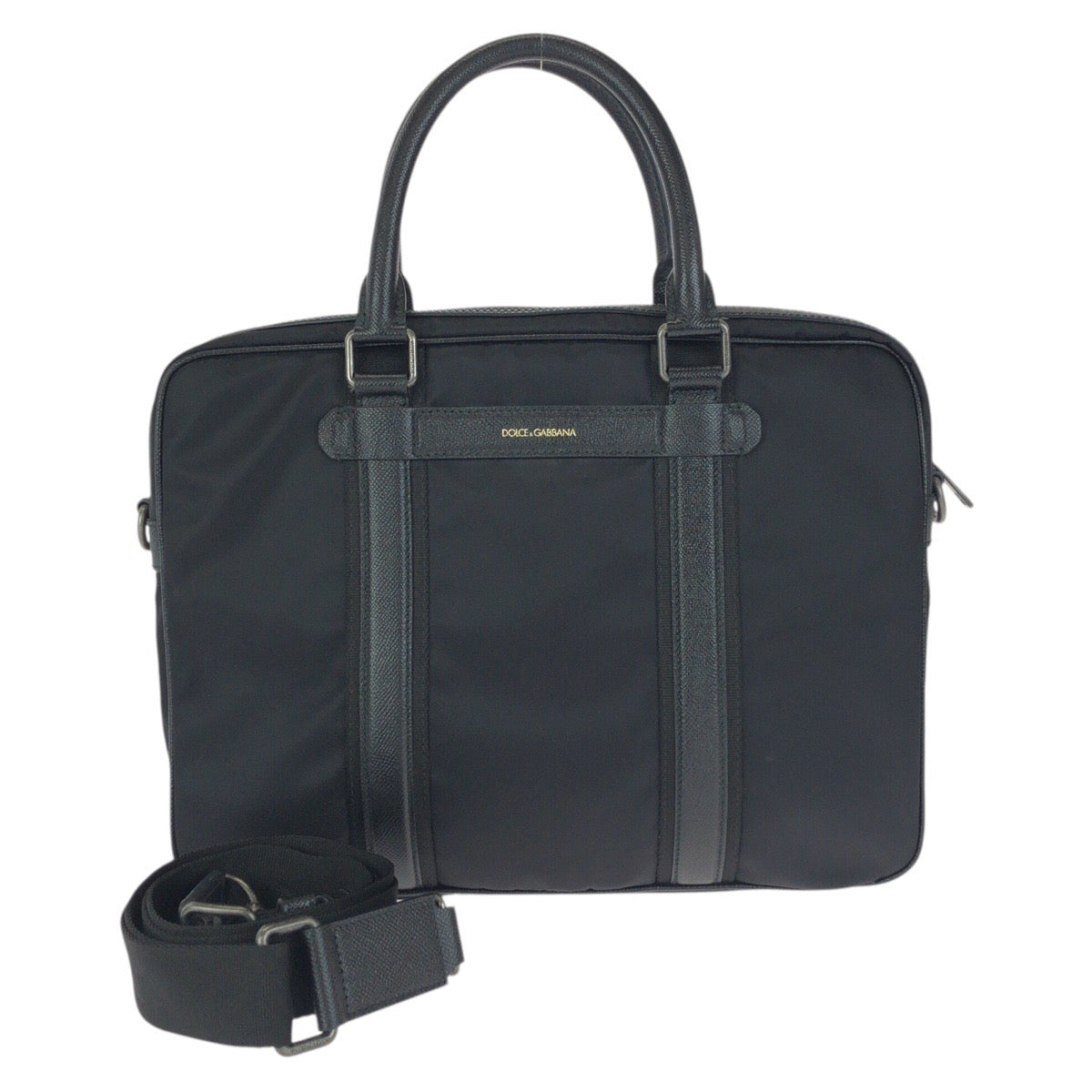 24448
DOLCE&GABBANA ドルチェアンドガッバーナ 2way ブラック 黒 ガンメタ金具 ナイロン / レザー ビジネスバッグ ブリーフケース ショルダーバッグ メンズ A40