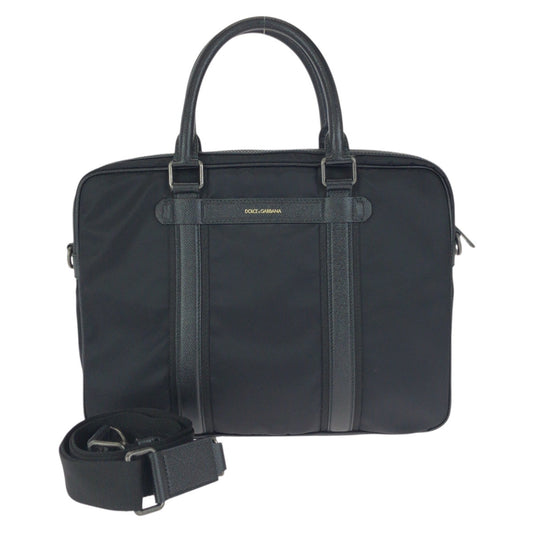 24448
DOLCE&GABBANA ドルチェアンドガッバーナ 2way ブラック 黒 ガンメタ金具 ナイロン / レザー ビジネスバッグ ブリーフケース ショルダーバッグ メンズ A40
