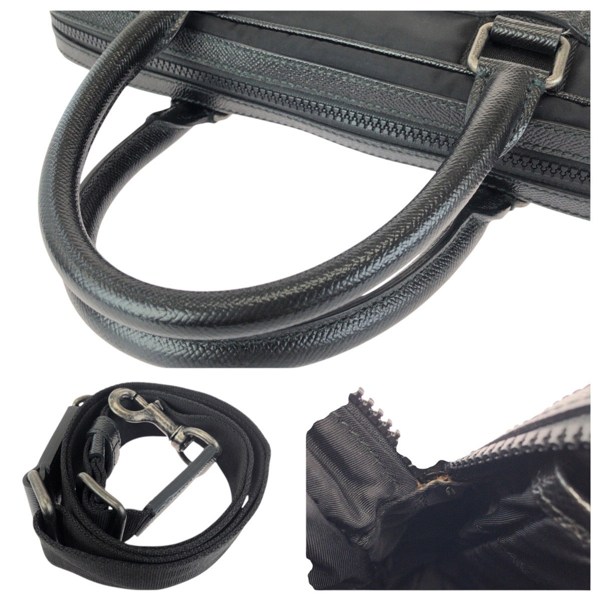 24448
DOLCE&GABBANA ドルチェアンドガッバーナ 2way ブラック 黒 ガンメタ金具 ナイロン / レザー ビジネスバッグ ブリーフケース ショルダーバッグ メンズ A40