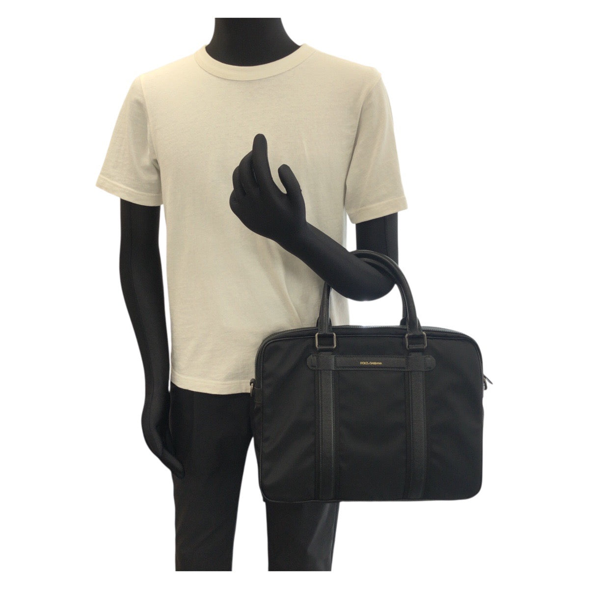 24448
DOLCE&GABBANA ドルチェアンドガッバーナ 2way ブラック 黒 ガンメタ金具 ナイロン / レザー ビジネスバッグ ブリーフケース ショルダーバッグ メンズ A40