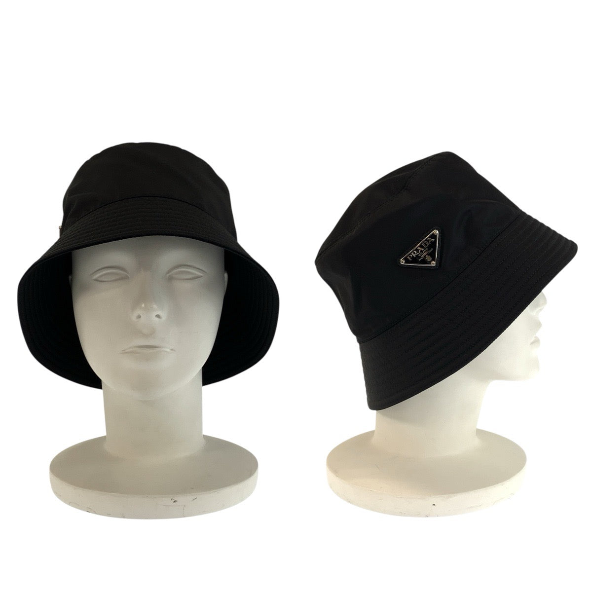 24449
PRADA プラダ テスート 三角ロゴプレート サイズL ブラック 黒 シルバー金具 ナイロン バケットハット 男女兼用 メンズ SA54