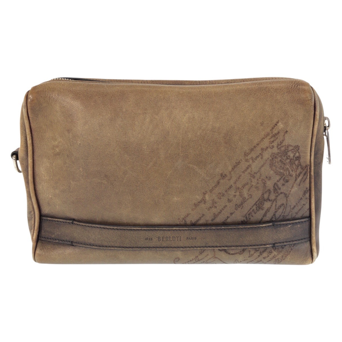 24455
Berluti ベルルッティ カリグラフィ ブラウン シルバー金具 レザー クラッチバッグ セカンドバッグ メンズ AB40