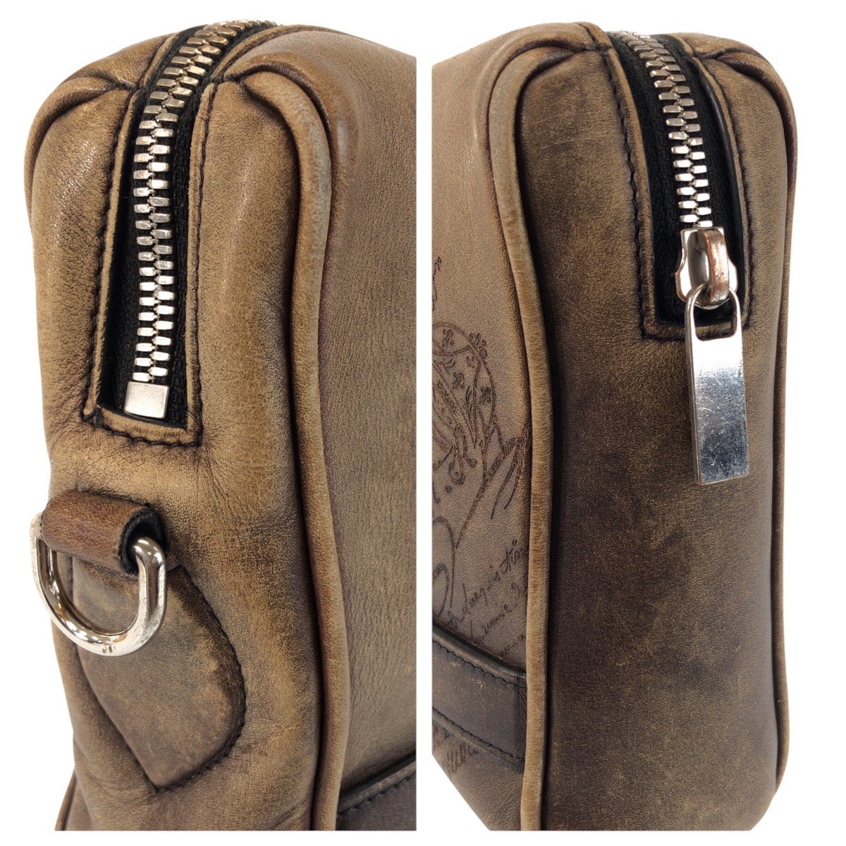 24455
Berluti ベルルッティ カリグラフィ ブラウン シルバー金具 レザー クラッチバッグ セカンドバッグ メンズ AB40
