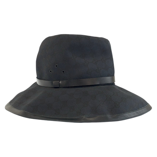 24456
GUCCI グッチ ブラック 黒 GGキャンバス / レザー ハット レディース A35