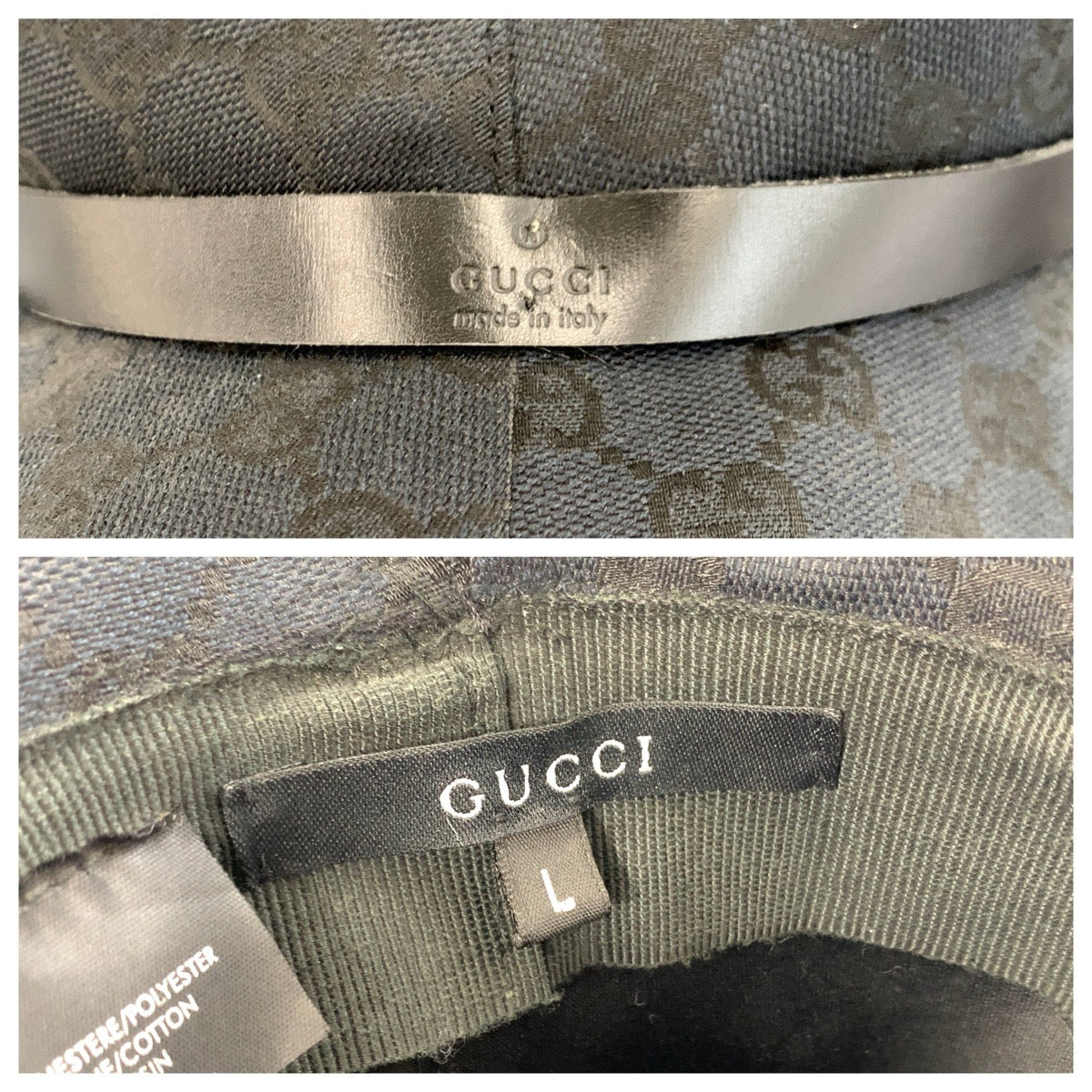 24456
GUCCI グッチ ブラック 黒 GGキャンバス / レザー ハット レディース A35
