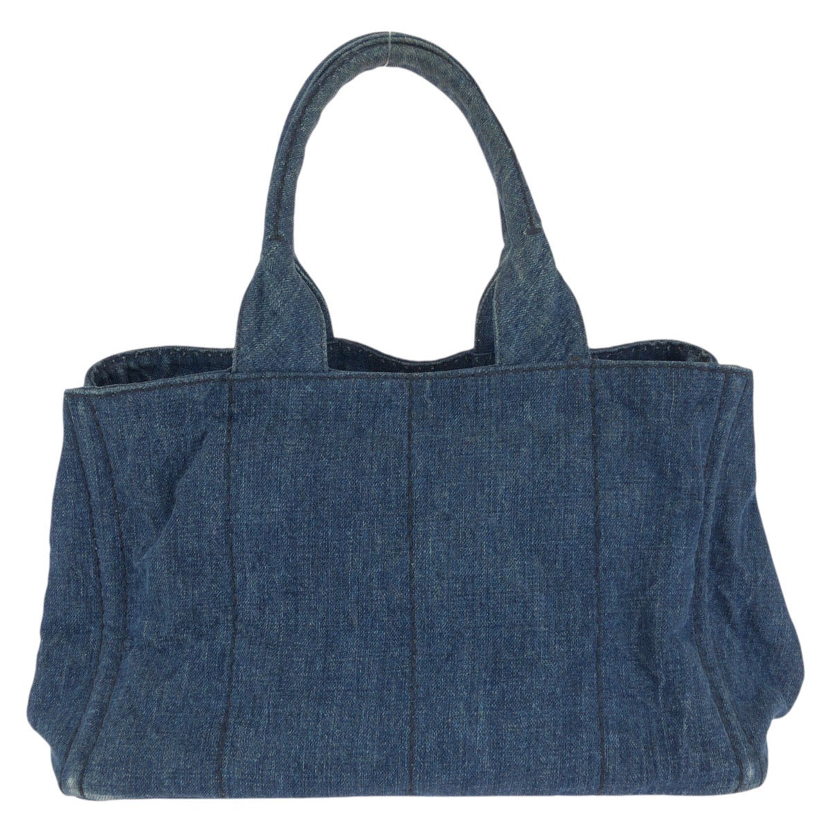 24461
PRADA プラダ カナパ 三角ロゴプレート ブルー ゴールド金具 デニム トートバッグ ハンドバッグ レディース ABP52