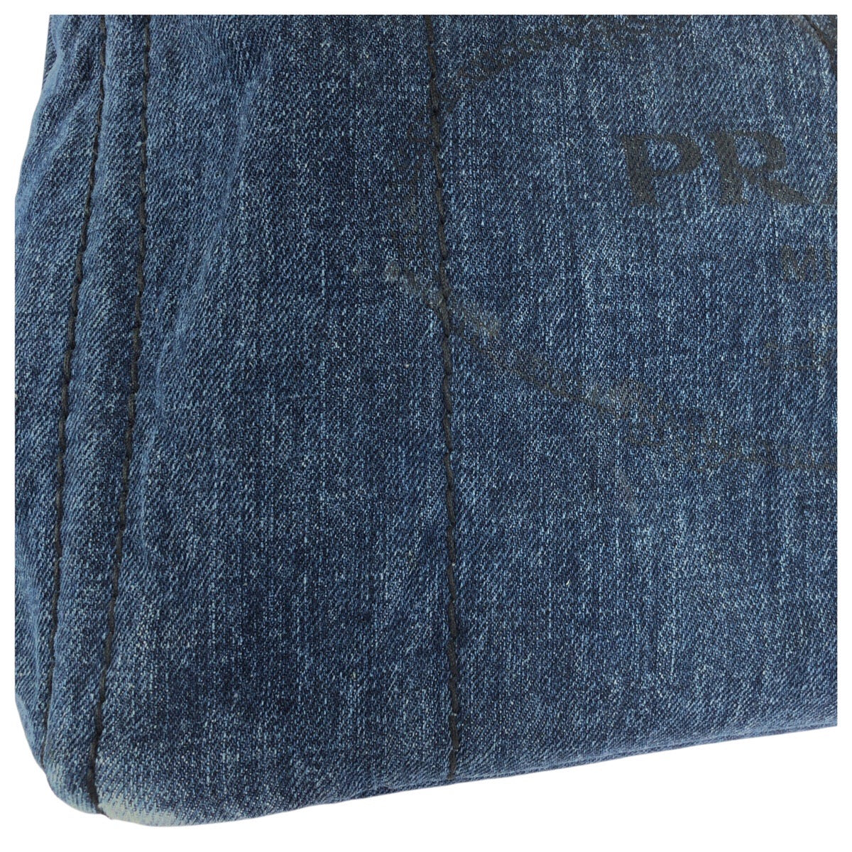 24461
PRADA プラダ カナパ 三角ロゴプレート ブルー ゴールド金具 デニム トートバッグ ハンドバッグ レディース ABP52