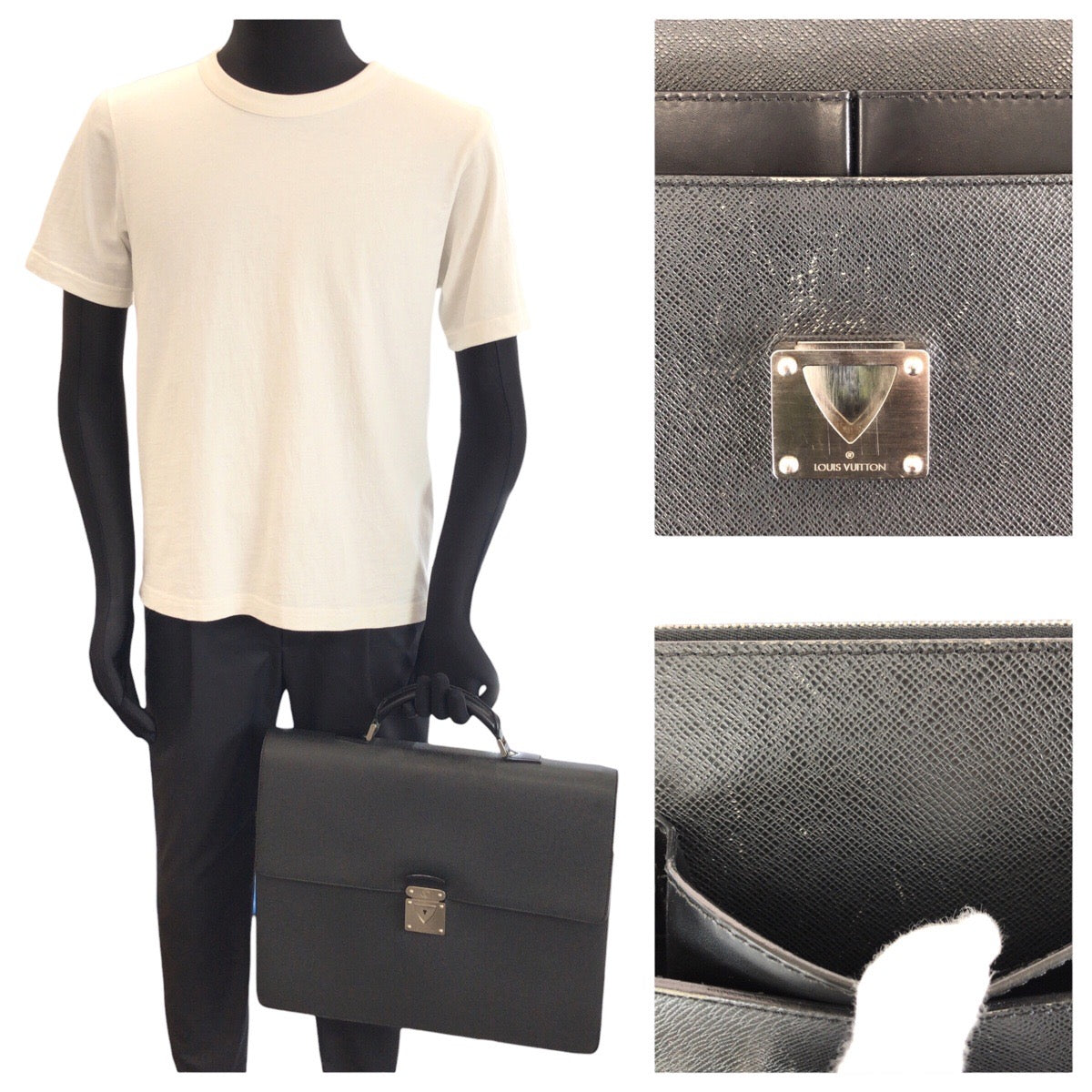 24462
LOUIS VUITTON ルイヴィトン タイガ ロブスト1 ブラック 黒 シルバー金具 レザー M31052 ビジネスバッグ ブリーフケース メンズ ABP35