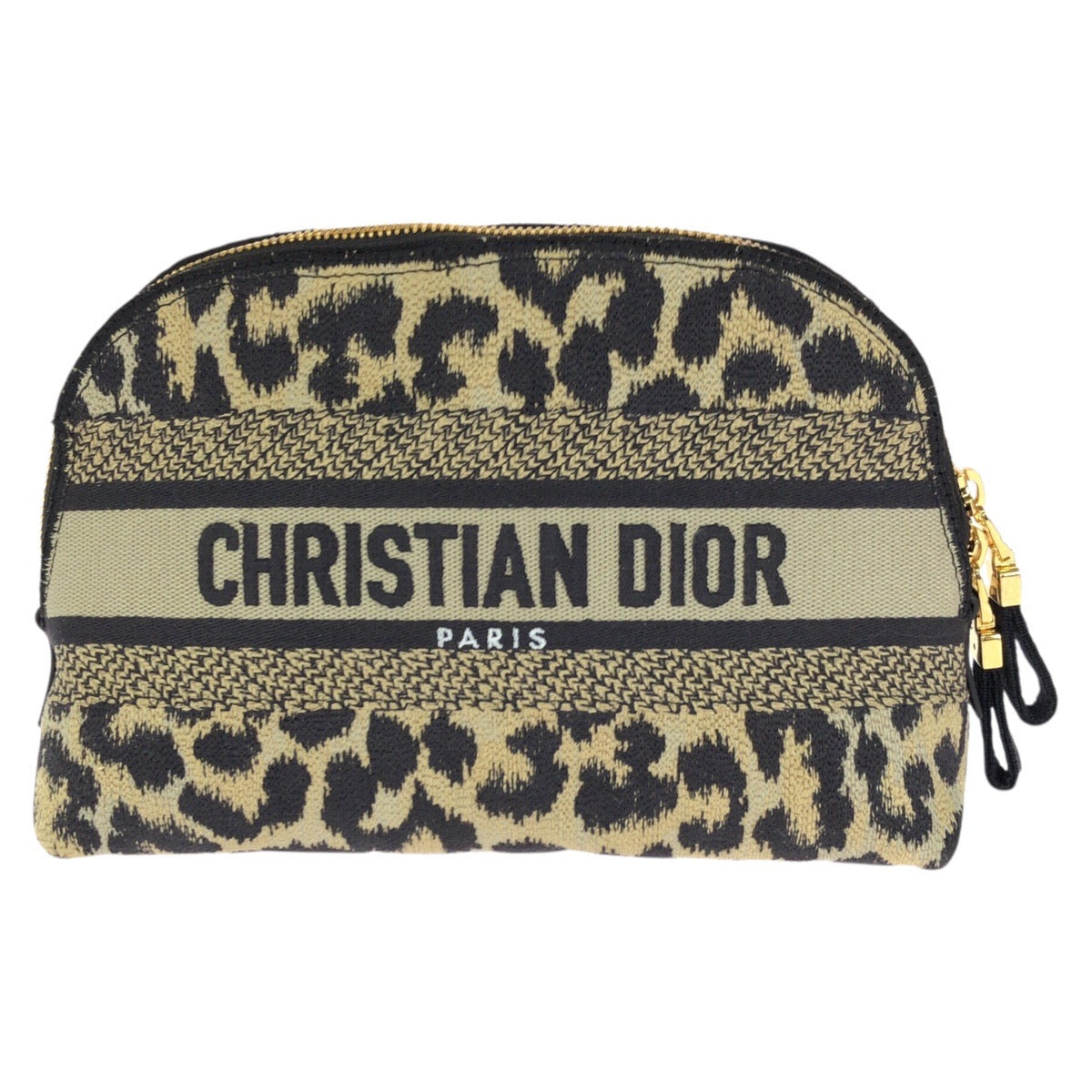 24463
Dior ディオール DiorTravel レオパード柄 ベージュ ブラック ゴールド金具 キャンバス ポーチ メイクポーチ 小物入れ レディース A56