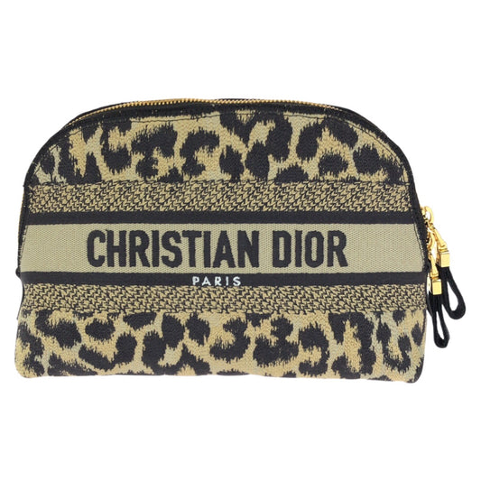 24463
Dior ディオール DiorTravel レオパード柄 ベージュ ブラック ゴールド金具 キャンバス ポーチ メイクポーチ 小物入れ レディース A56