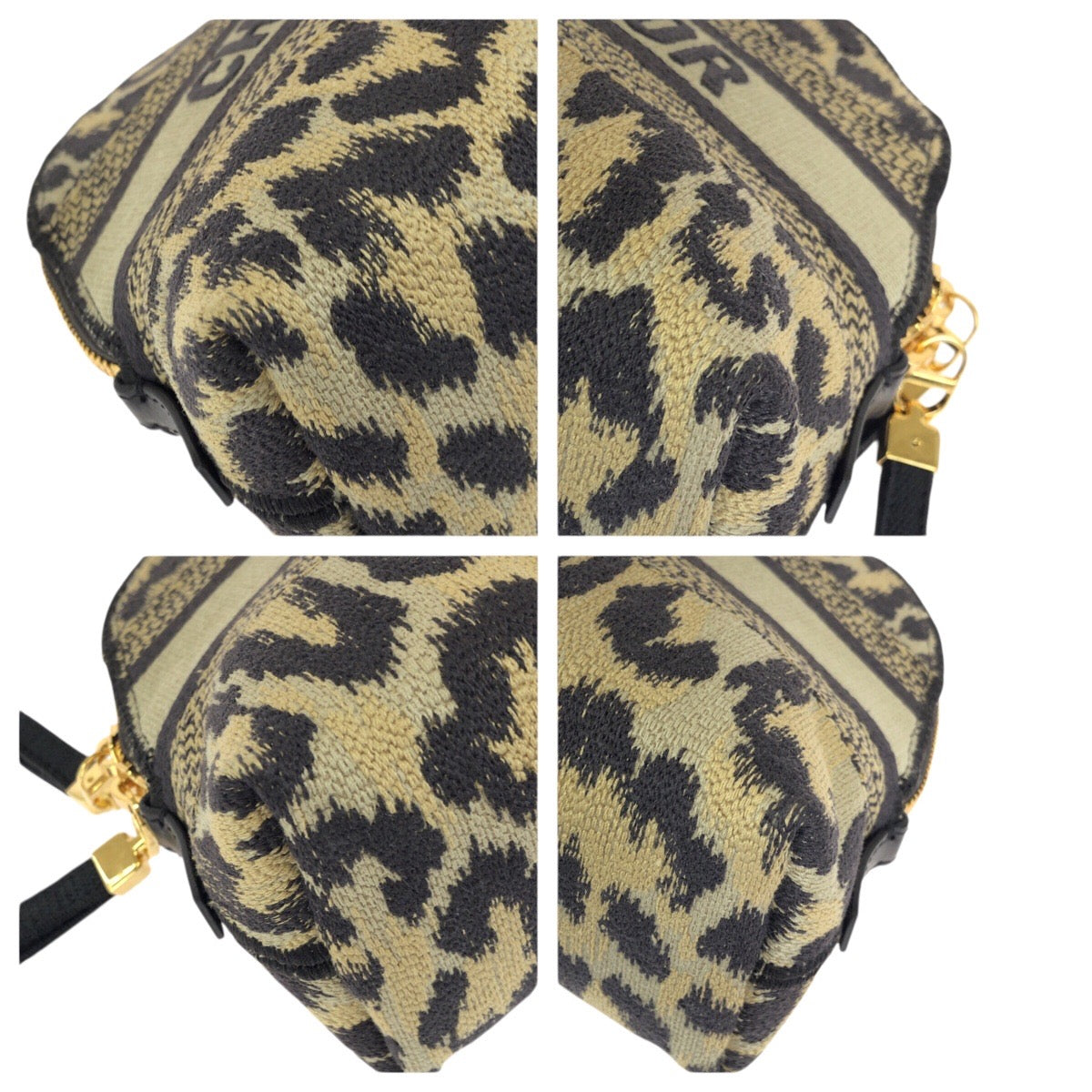24463
Dior ディオール DiorTravel レオパード柄 ベージュ ブラック ゴールド金具 キャンバス ポーチ メイクポーチ 小物入れ レディース A56