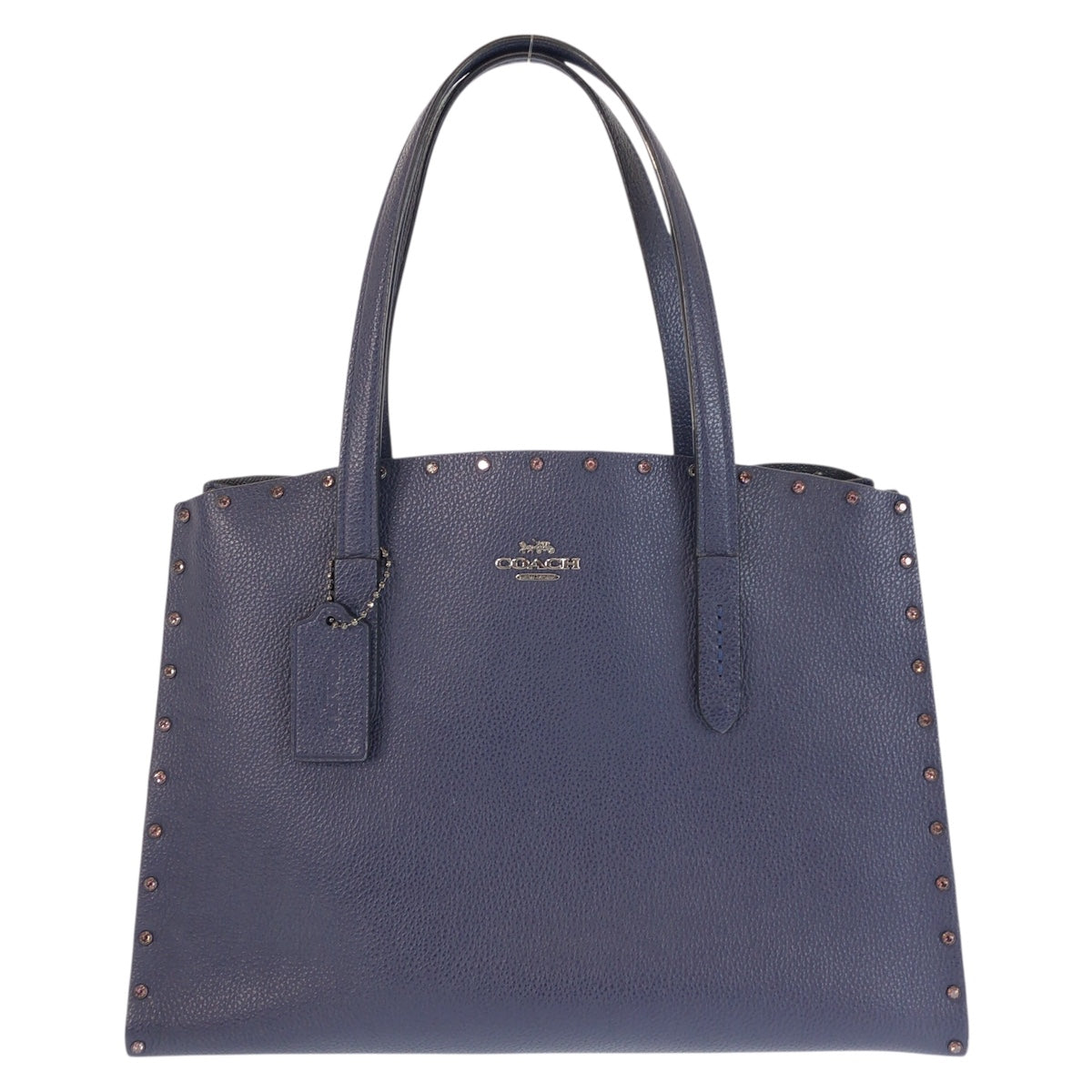 24468
COACH コーチ チャーリーキャリーオール クリスタル ビジュー ネイビー レザー 38629 トートバッグ レディース AB8