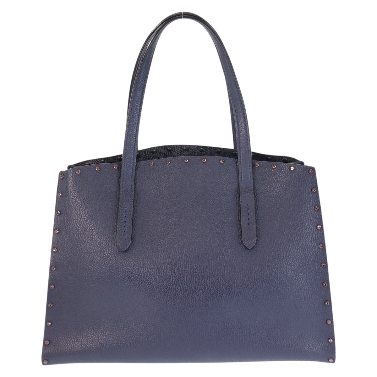 24468
COACH コーチ チャーリーキャリーオール クリスタル ビジュー ネイビー レザー 38629 トートバッグ レディース AB8