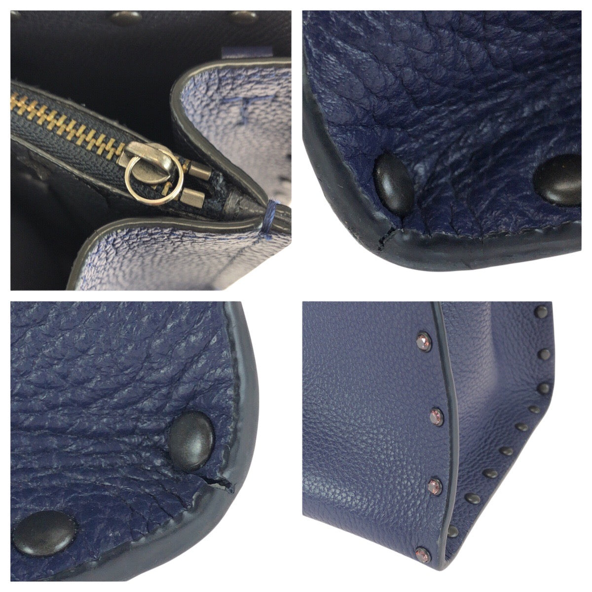24468
COACH コーチ チャーリーキャリーオール クリスタル ビジュー ネイビー レザー 38629 トートバッグ レディース AB8