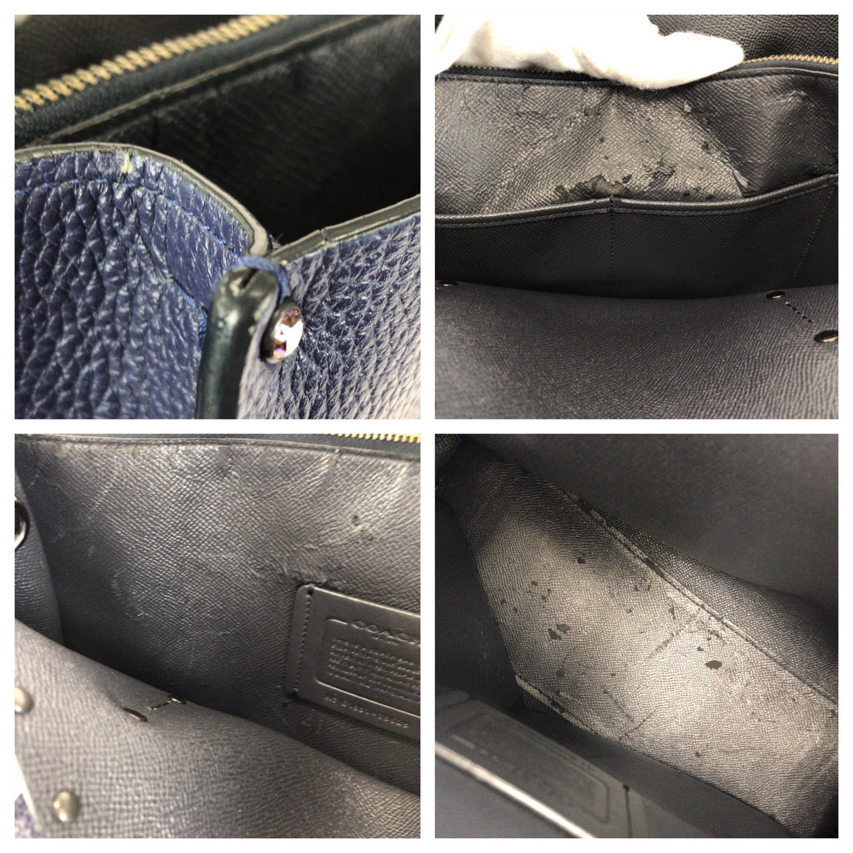 24468
COACH コーチ チャーリーキャリーオール クリスタル ビジュー ネイビー レザー 38629 トートバッグ レディース AB8