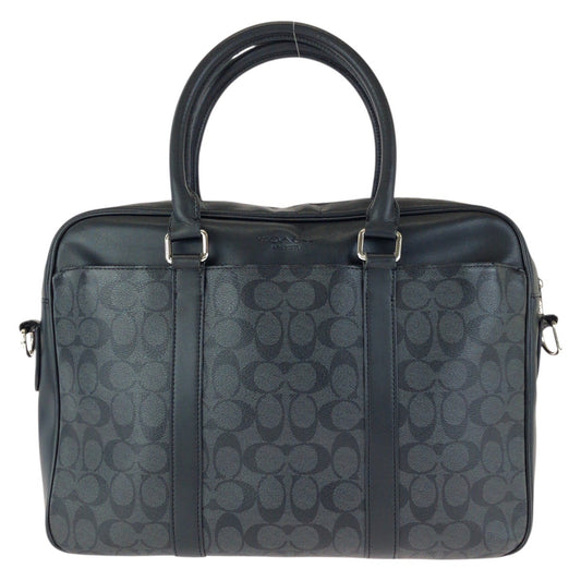 24470
COACH コーチ シグネチャー ブラック 黒 シルバー金具 PVC / レザー F71794 ビジネスバッグ ブリーフケース メンズ B3