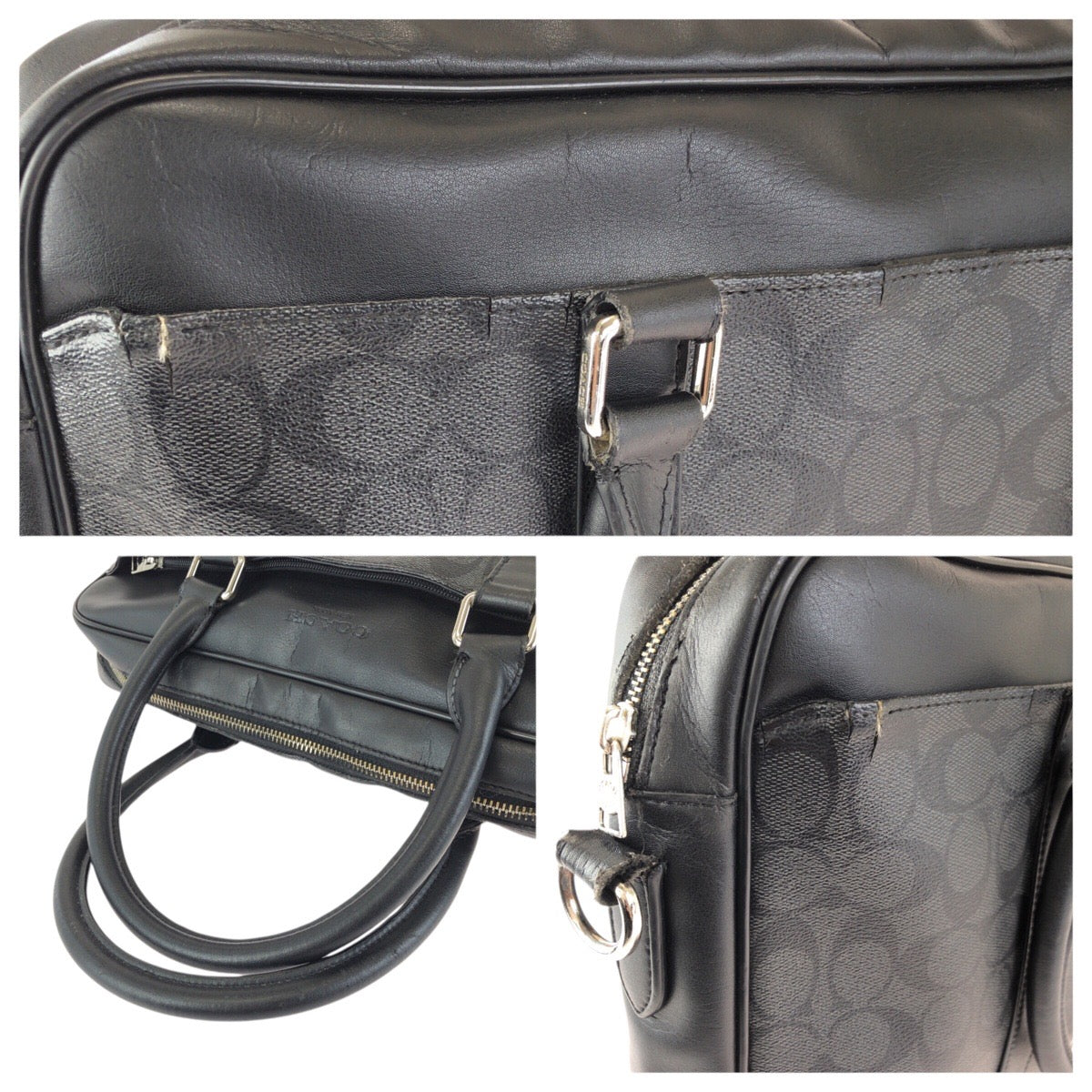 24470
COACH コーチ シグネチャー ブラック 黒 シルバー金具 PVC / レザー F71794 ビジネスバッグ ブリーフケース メンズ B3