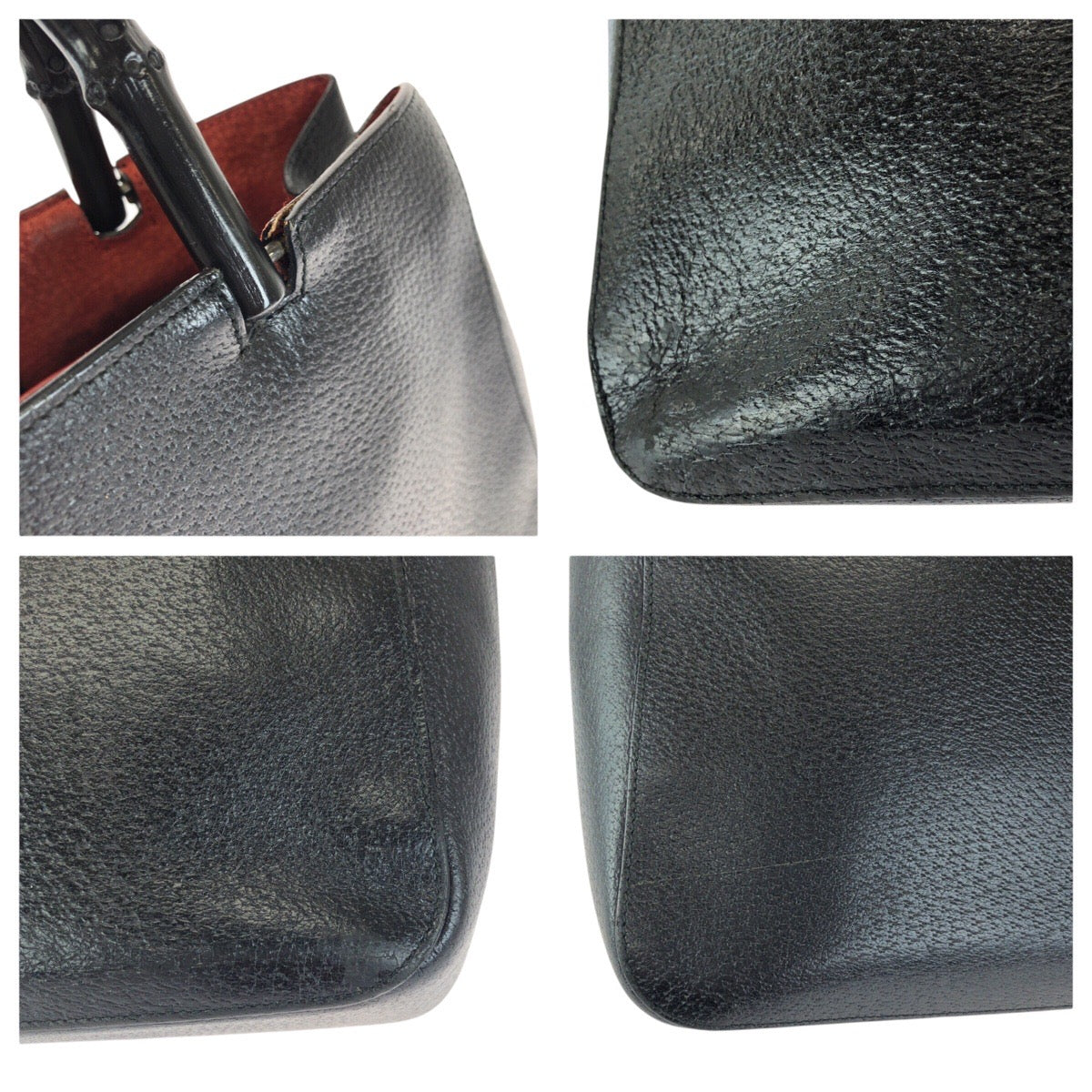 24471
GUCCI グッチ バンブー ブラック 黒 シルバー金具 レザー 002 1060 トートバッグ ハンドバッグ レディース ABP32