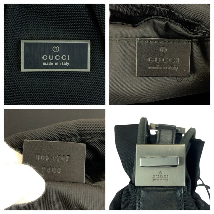 24473
GUCCI グッチ ブラック 黒 ガンメタ金具 ナイロン / レザー 001 3707 ショルダーバッグ ポシェット レディース A32