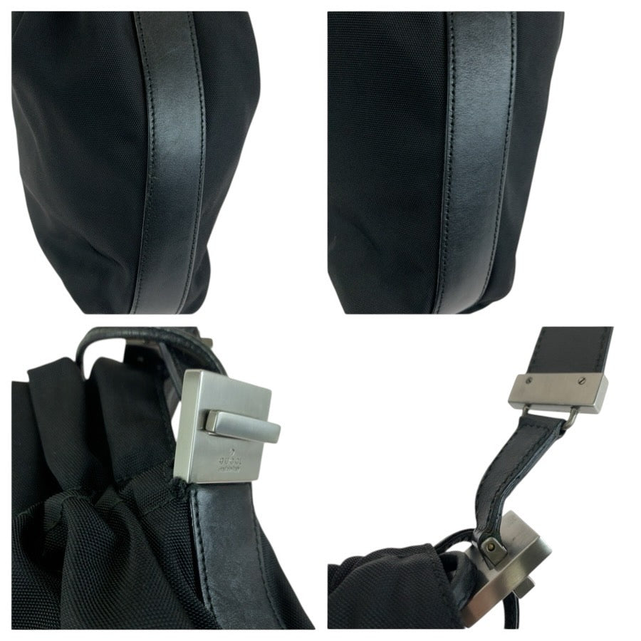 24473
GUCCI グッチ ブラック 黒 ガンメタ金具 ナイロン / レザー 001 3707 ショルダーバッグ ポシェット レディース A32
